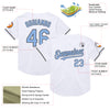 Custom White Light Blue-Steel Gray Mesh Authentic Throwback Baseball Jersey