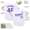 Custom White Purple Mesh Authentic Throwback Baseball Jersey