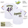 Custom White Purple-Neon Green Mesh Authentic Throwback Baseball Jersey