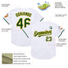 Custom White Green-Gold Mesh Authentic Throwback Baseball Jersey