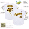 Custom White Brown-Yellow Mesh Authentic Throwback Baseball Jersey