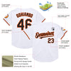 Custom White Black-Orange Mesh Authentic Throwback Baseball Jersey