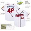 Custom White Red-Navy Mesh Authentic Throwback Baseball Jersey