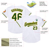 Custom White Green-Gold Mesh Authentic Throwback Baseball Jersey