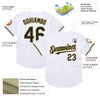 Custom White Black-Old Gold Mesh Authentic Throwback Baseball Jersey