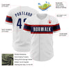 Custom White Navy-Red Authentic Baseball Jersey