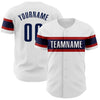 Custom White Navy-Red Authentic Baseball Jersey