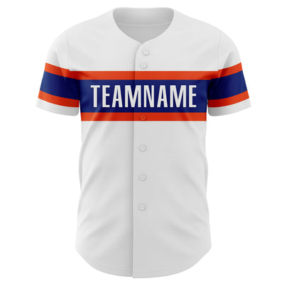 Custom White Orange-Royal Authentic Baseball Jersey