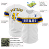 Custom White Yellow-Royal Authentic Baseball Jersey