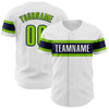 Custom White Neon Green-Navy Authentic Baseball Jersey