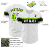 Custom White Neon Green-Black Authentic Baseball Jersey