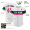 Custom White Pink-Kelly Green Authentic Baseball Jersey