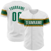 Custom White Kelly Green-Old Gold Authentic Baseball Jersey