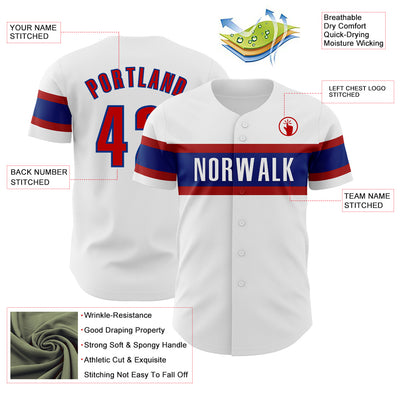 Custom White Red-Royal Authentic Baseball Jersey