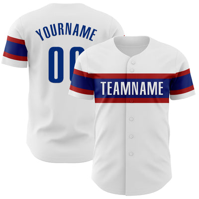 Custom White Royal-Red Authentic Baseball Jersey