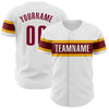 Custom White Maroon-Gold Authentic Baseball Jersey