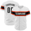 Custom White Black-Orange Authentic Baseball Jersey