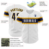 Custom White Navy-Gold Authentic Baseball Jersey