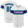 Custom White Teal-Purple Authentic Baseball Jersey