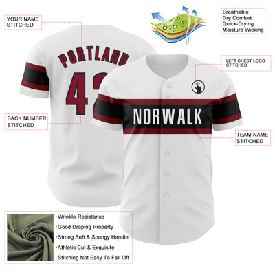 Custom White Crimson-Black Authentic Baseball Jersey