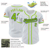 Custom White Light Blue Pinstripe Neon Green-Black Authentic Baseball Jersey