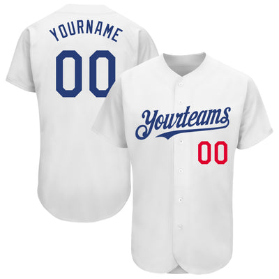 Custom White Royal-Red Authentic Baseball Jersey