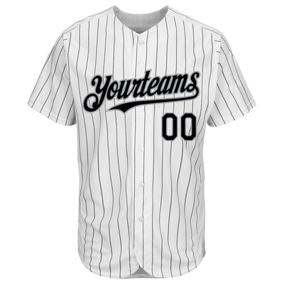 Custom White Black Pinstripe Gray Authentic Baseball Jersey