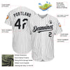 Custom White Black Pinstripe Gray Authentic Baseball Jersey