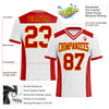 Custom White Red-Gold Mesh Authentic Football Jersey