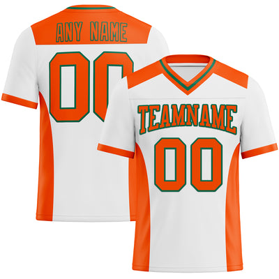 Custom White Orange-Kelly Green Mesh Authentic Football Jersey