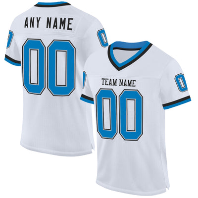 Custom White Blue Gray-Black Mesh Authentic Throwback Football Jersey