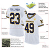 Custom White Navy-Gold Mesh Authentic Throwback Football Jersey