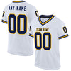 Custom White Navy-Gold Mesh Authentic Throwback Football Jersey