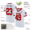 Custom White Red-Black Mesh Authentic Throwback Football Jersey