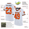 Custom White Orange-Black Mesh Authentic Throwback Football Jersey