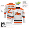 Custom White Orange-Black Hockey Lace Neck Jersey