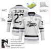 Custom White Black-Gray Hockey Lace Neck Jersey