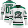 Custom White Kelly Green-Black Hockey Lace Neck Jersey