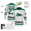 Custom White Kelly Green-Black Hockey Lace Neck Jersey