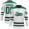 Custom White Kelly Green-Black Hockey Lace Neck Jersey