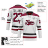 Custom White Maroon-Black Hockey Lace Neck Jersey