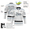 Custom White Silver-Black Hockey Lace Neck Jersey