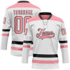 Custom White Medium Pink-Black Hockey Lace Neck Jersey