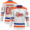 Custom White Orange-Royal Hockey Lace Neck Jersey