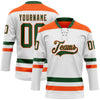 Custom White Green-Orange Hockey Lace Neck Jersey