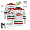 Custom White Red-Kelly Green Hockey Lace Neck Jersey