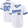 Custom White Light Blue-Navy Authentic Throwback Baseball Jersey