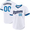 Custom White Blue Gray-Navy Authentic Throwback Baseball Jersey