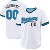 Custom White Blue Gray-Black Authentic Throwback Baseball Jersey