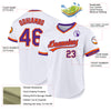 Custom White Purple-Orange Authentic Throwback Baseball Jersey